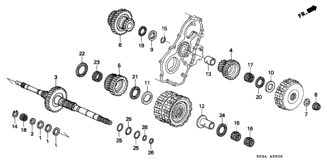 1999 Honda Civic AT Mainshaft Diagram