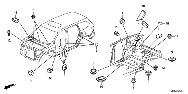 2021 Honda Passport Grommet Diagram 1