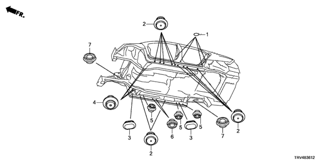 2019 Honda Clarity Electric 4 Door TRNG (CLARITY ELC) KA 1AT Grommet (Lower) Diagram