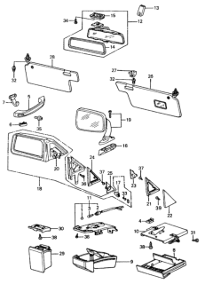 1981 Honda Civic Sunvisor Assembly, Driver Side (Warm White) Diagram for 88220-SA0-043ZA