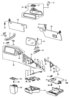 1983 Honda Civic Garnish, R. Door Mirror Diagram for 88171-SA1-671