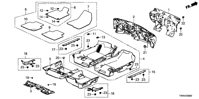 2018 Honda Accord Hybrid Insulator, Dashboard Diagram for 74251-TWA-A00