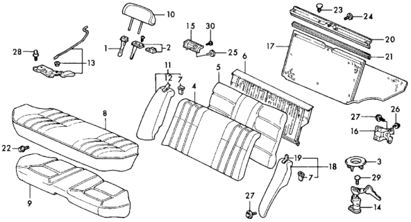 1990 Honda Civic Cover, Rear Seat-Back Trim (Excel Brown) Diagram for 82121-SH1-A01ZC