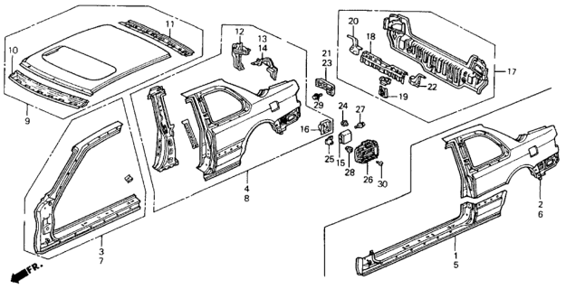 1993 Honda Accord Panel, Roof (Sunroof) Diagram for 62100-SM2-A11ZZ