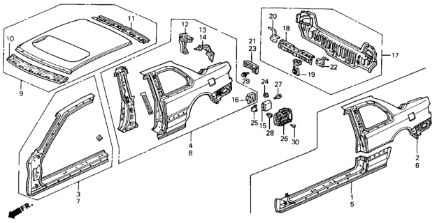 1993 Honda Accord Outer Panel Diagram