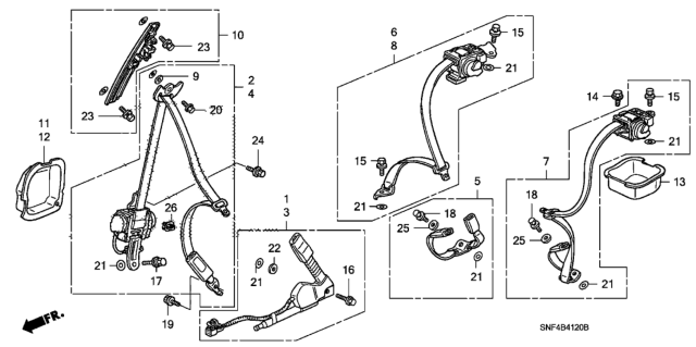 2009 Honda Civic 4 Door GX (INDIANA) KA 5AT Seat Belts Diagram