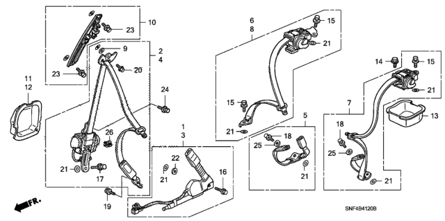 2007 Honda Civic Seat Belts Diagram