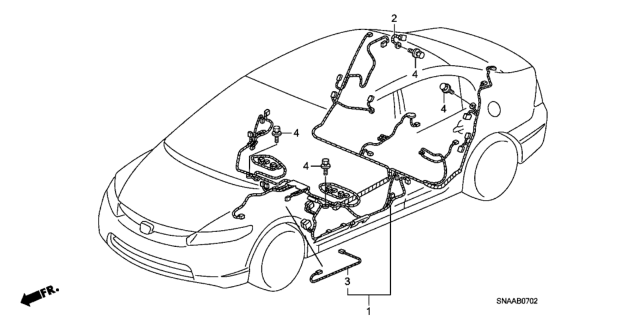 2009 Honda Civic Wire Harness, Floor Diagram for 32107-SNX-A32