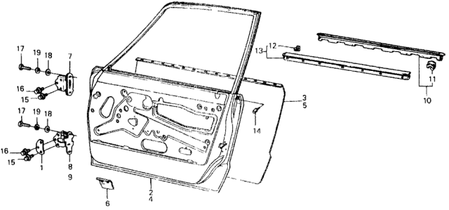 1979 Honda Civic 5 Door ** KL HMT Front Door Panels Diagram