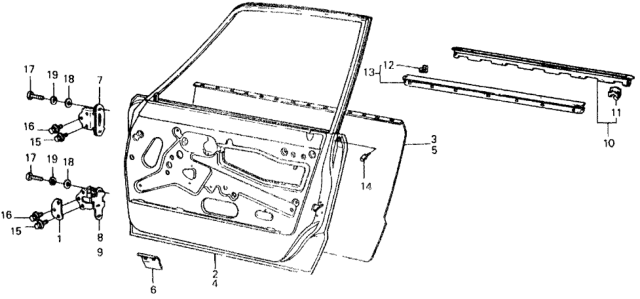 1979 Honda Civic Weatherstrip, FR. Door (Inner) Diagram for 75870-659-000