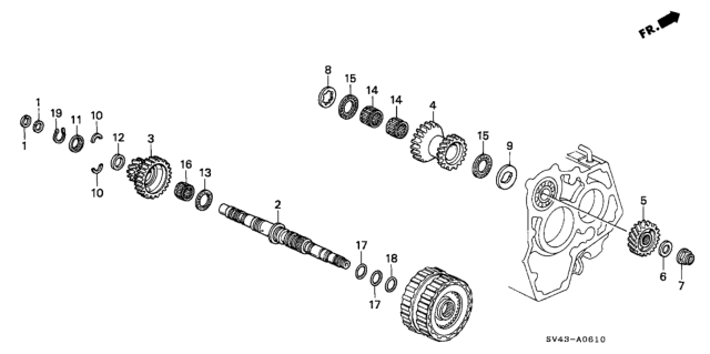 1994 Honda Accord 4 Door LX KL 4AT AT Secondary Shaft Diagram