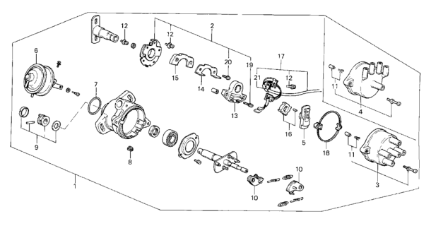 1987 Honda CRX 2 Door HF KA 5MT Distributor (Hitachi) Diagram