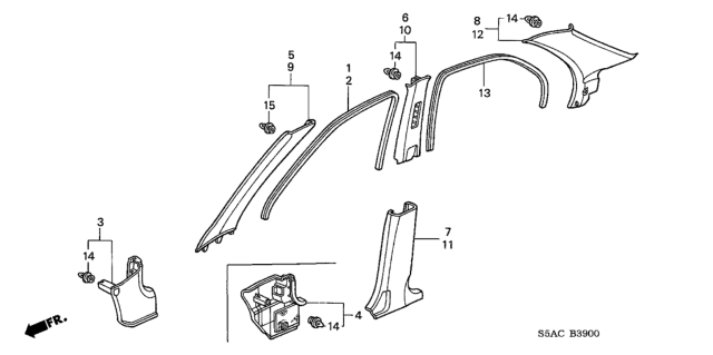 2005 Honda Civic Seal, L. FR. Door Opening *YR248L* (KI TAUPE) Diagram for 72355-S5A-003ZB