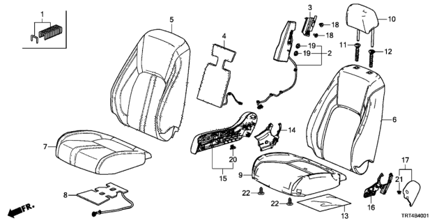 2019 Honda Clarity Fuel Cell Front Seat (Passenger Side) Diagram