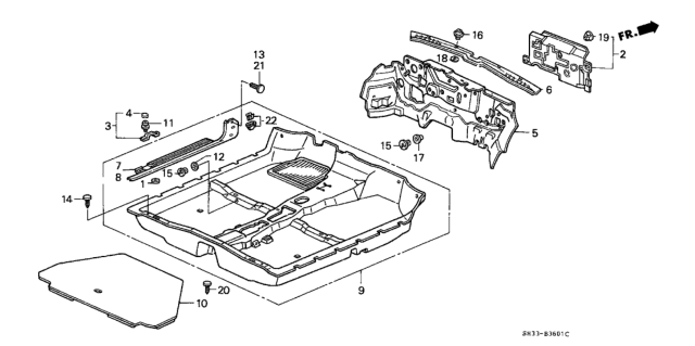 1989 Honda Civic 3 Door STD KL 4MT Floor Mat - Insulator Diagram