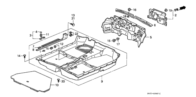 1991 Honda Civic Floor Mat - Insulator Diagram