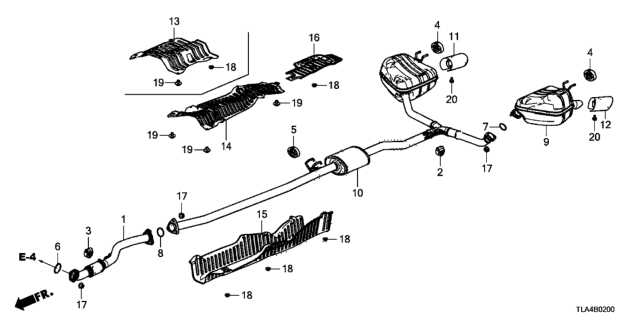 2021 Honda CR-V Muffler, Drvier Side Exhaust Diagram for 18305-TLA-A21