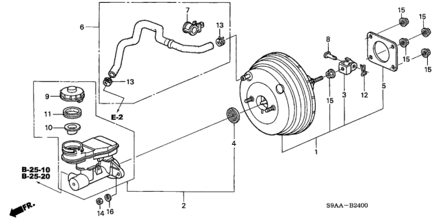 2006 Honda CR-V Brake Master Cylinder  - Master Power Diagram