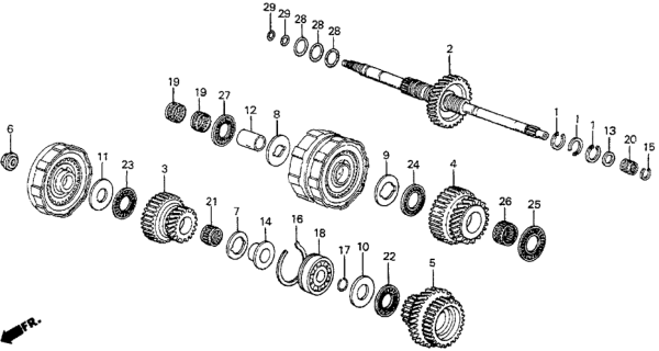 1987 Honda Prelude 2 Door DX KA 4AT AT Mainshaft Diagram