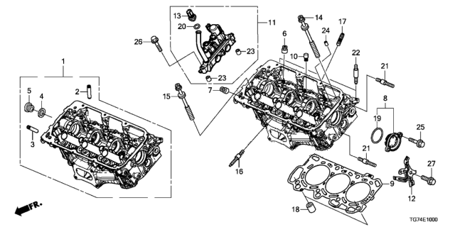 2021 Honda Pilot Front Cylinder Head Diagram