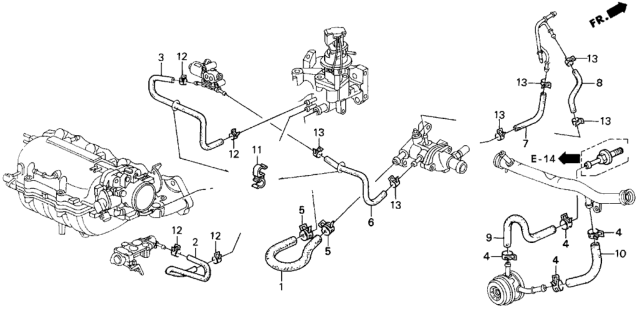 1993 Honda Prelude Hose, Electronic Air Control Valve Diagram for 19513-P12-A00