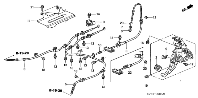 2004 Honda Pilot Wire B, Passenger Side Parking Brake Diagram for 47520-S3V-A11