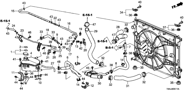 2018 Honda Civic Radiator Hose - Reserve Tank (2.0L) Diagram