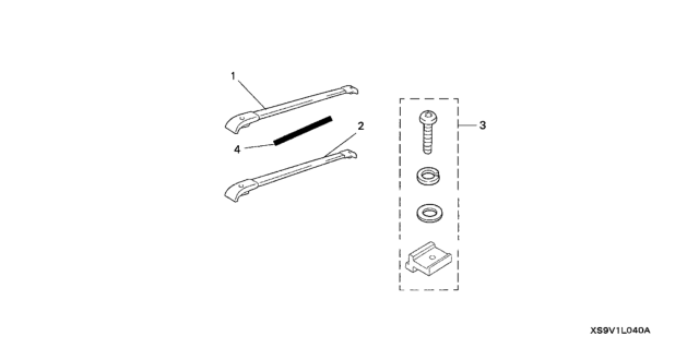 2008 Honda Pilot 5 Door EXL (2WD) KA 5AT Crossbars Diagram