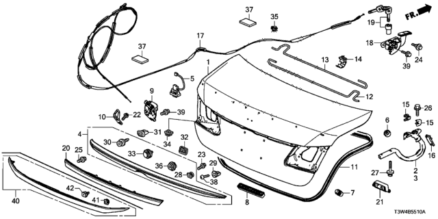 2014 Honda Accord Hybrid Spoiler A (Crystal Black Pearl) Diagram for 71700-T2F-A01ZE