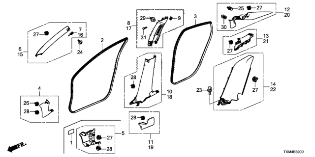 2020 Honda Insight Pillar Garnish Diagram