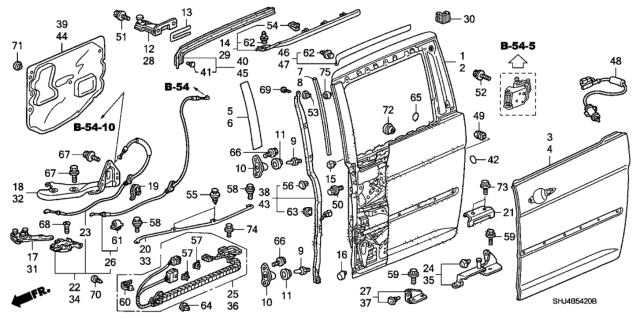 2005 Honda Odyssey Seal, R. Door Center Diagram for 72312-SHJ-A01