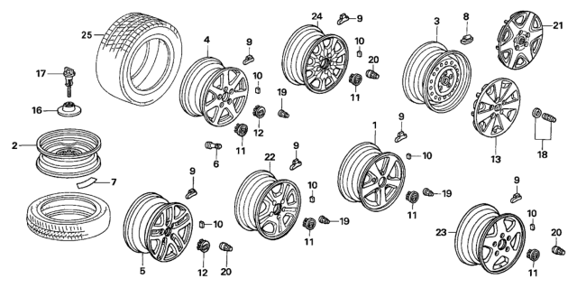 2003 Honda Accord Tire (P205/60R16) (91V) (M+S) (Bs) Diagram for 42751-BRI-049