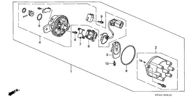 1995 Honda Accord Distributor (Hitachi) (V6) Diagram