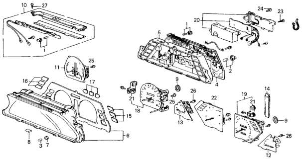 1987 Honda Civic 4 Door GL KA 5MT Speedometer Components (NIPPON SEIKI) Diagram