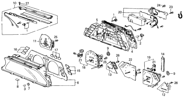 1985 Honda Civic Tachometer Assembly (Northland Silver) Diagram for 37250-SB3-941