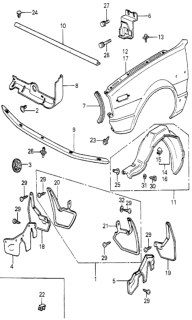 1979 Honda Accord 3 Door STD KH HMT Front Fender Diagram