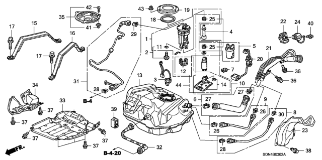 2005 Honda Accord 2 Door EXL (NAVIGATION) KL 5AT Fuel Tank Diagram 2