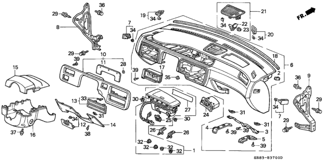 1994 Honda Civic 2 Door EX (ABS) KA 5MT Instrument Panel Diagram
