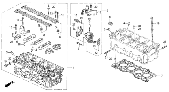 1994 Honda Del Sol Pipe, Cam Holder Diagram for 12237-P30-000