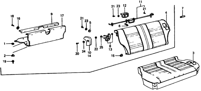 1977 Honda Civic Rear Seat Components Diagram