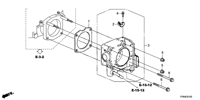 2013 Honda Crosstour 5 Door EXL (4WD) KA 6AT Throttle Body (V6) Diagram