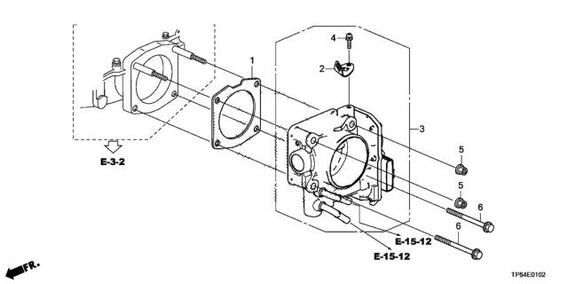 2015 Honda Crosstour Throttle Body (V6) Diagram