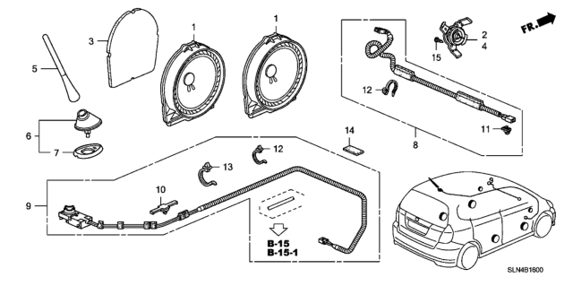 2007 Honda Fit 5 Door BASE KA 5MT Antenna - Speaker Diagram