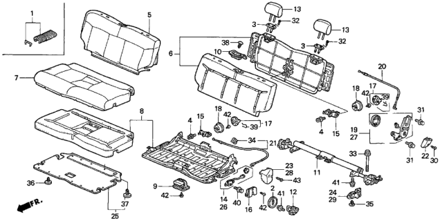 1998 Honda Odyssey Guide, Headrest *G49L* (LIGHT FERN GREEN) Diagram for 81144-SH3-003YF