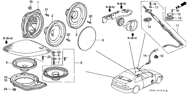 1994 Honda Civic Sub-Feeder, Motor Antenna Diagram for 39159-SR8-A00