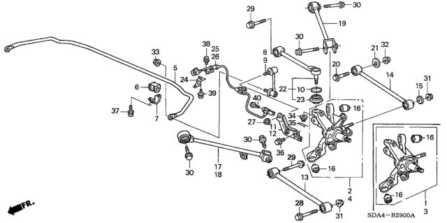 2003 Honda Accord Arm, Left Rear Trailing Diagram for 52375-SDA-A50