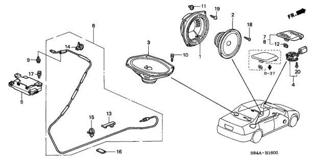 2002 Honda Accord Radio Antenna - Speaker Diagram