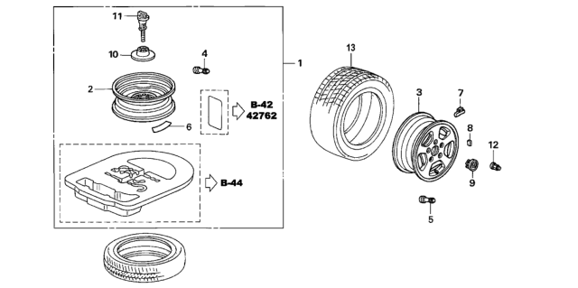 2007 Honda Accord Hybrid 4 Door HYBRID KA 5AT Wheel Disk Diagram
