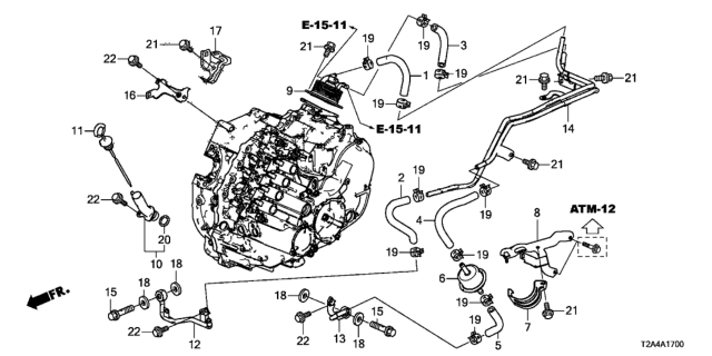 2014 Honda Accord AT Oil Level Gauge - ATF Pipe (V6) Diagram