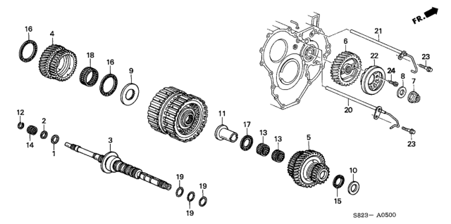 2002 Honda Accord 2 Door LX (UL) KL 4AT AT Mainshaft Diagram
